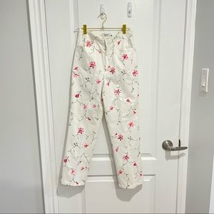Vintage white floral embroidered jeans